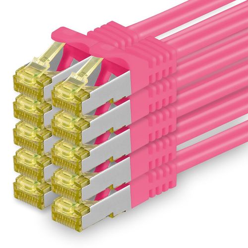 Cble rseau Cat.7 2m magenta 10 pices Cble Ethernet Cat7 Cble rseau LAN Cble brut 10 Gb s SFTP PIMF LSZH set cble de raccordement avec prise Rj 45 Cat.6a