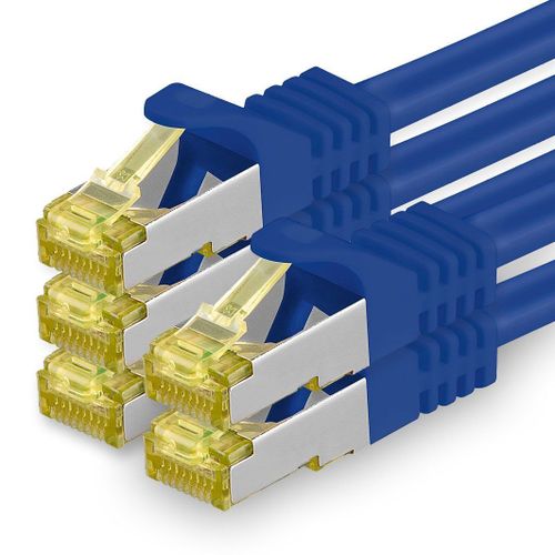 Cble rseau Cat.7 3,0 m Bleu 5 pices Cble Ethernet Cat7 Cble rseau LAN Cble brut 10 Gb/s SFTP PIMF LSZH Set Cble patch avec prise Rj 45 Cat.6a