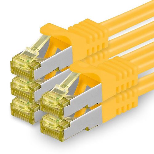 Cble rseau Cat.7 3,0 m jaune paquet de 5 cbles rseau Ethernet Cat7 cble LAN cble brut 10 Gb s SFTP PIMF LSZH set cble patch avec prise Rj 45 Cat.6a