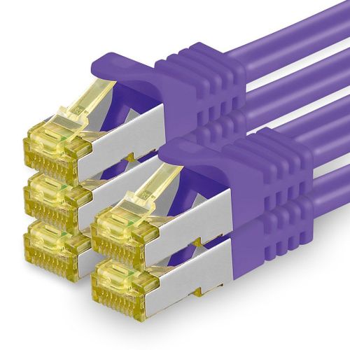 Cble rseau Cat.7 3,0 m violet paquet de 5 cbles rseau Ethernet Cat7 cble LAN cble brut 10 Gb s SFTP PIMF LSZH set cble patch avec prise Rj 45 Cat.6a