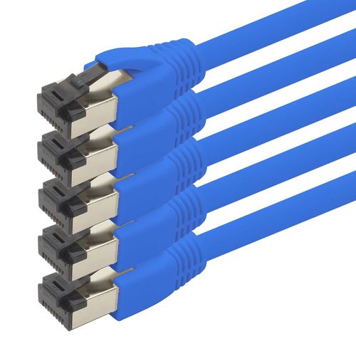 Cble rseau Cat 8 2 m Cble CAT8 bleu - lot de 5 Cble Ethernet Cat.8 Lan 2000 MHz 40 Gbit s 40GBase-T Poe+ Cble Ethernet LSZH
