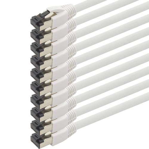 Cble rseau Cat 8 de 3,0 m Cble CAT8 blanc - paquet de 10 Cble patch Cat.8 Lan 2000 MHz 40 Gbit s 40GBase-T Poe+ Cble Ethernet LSZH