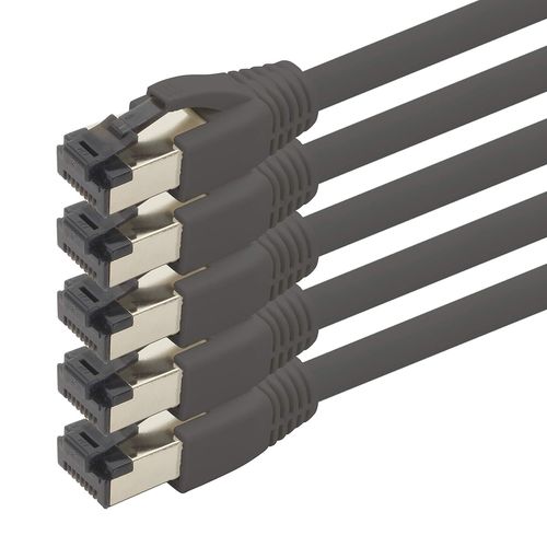 Cble rseau Cat 8 de 3,0 m Cble CAT8 noir - lot de 5 Cble patch Cat.8 Lan 2000 MHz 40 Gbit s 40GBase-T Poe+ Cble Ethernet LSZH