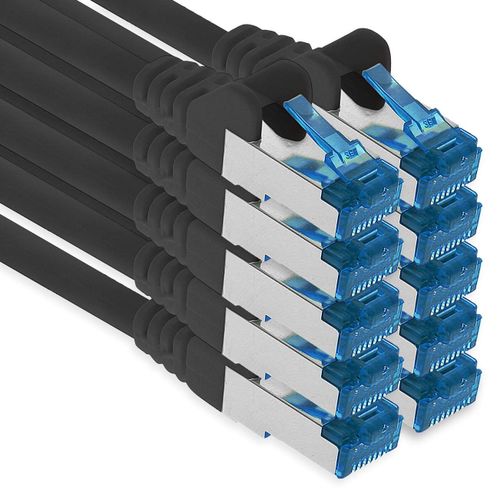 Cble Rseau Ethernet Gigabit Lan Cat.6A 7,5 M, Cble Patch Rj45 10 Gbit/S Sftp Pimf, Noir, Lot De 10[BLE7110906]