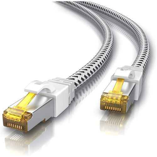 Cble rseau Gigabit Ethernet LAN 5 m | Gaine en Coton 10000 Mbit/s | cble Patch | cble Patch | Cat.7 Rohkabel S/FTP Pimf Blindage avec fiche RJ 45 | Switch Router Modem Access Point.[G884]