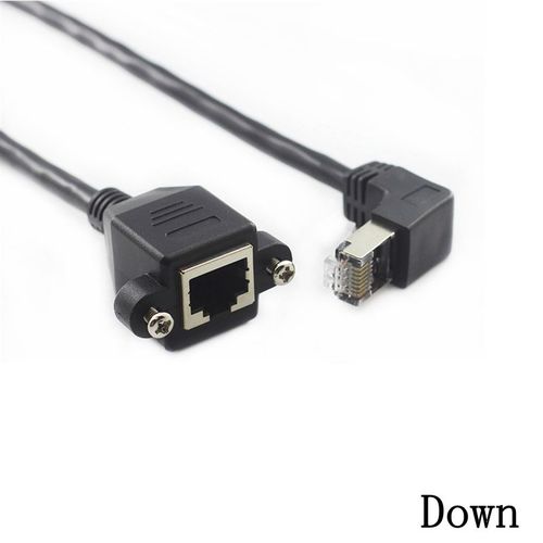 Cble RJ45 8 broches mle  femelle  montage sur panneau Ethernet LAN rseau 8 broches 90 degrs cble d'extension  angle droit 0,3 m 0,6 m 1 m, vers le bas - 60 cm