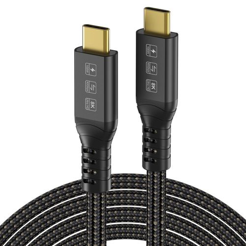 Cable Thunderbolt 4 1m, USB C Cable Supporte Transfert de donnes 40Gbps/ Vido 8K@60Hz / Super Fast Charge 100W pour iPhone 15 Pro/Max Macbook Air/Pro M1 M2, Mac Studio, Studio Display