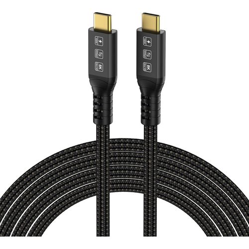 Cable Thunderbolt 4 2m de 40Gbps, Cble UsB c Supporte Les Vidos 8K@60Hz/4K@120Hz Compatible Avec Thunderbolt 3/USB4 Pour Laptop, MacBook, Mac Studio Display, Switch, Appareils Port USB4