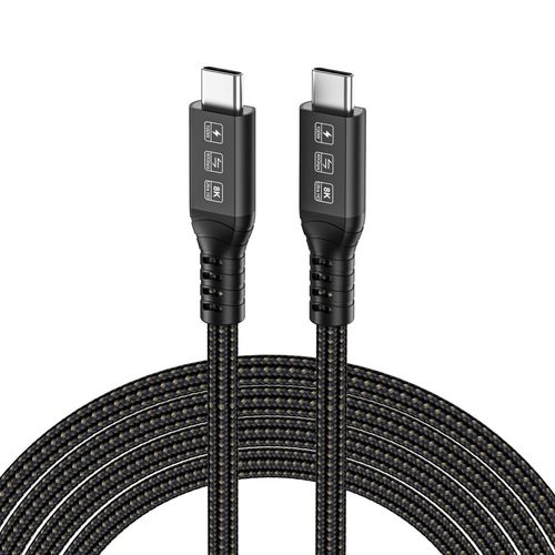 Cable Thunderbolt 4 40Gbps,Supporte Les Vidos 8K@60Hz/4K@120Hz Compatible avec Thunderbolt 3/USB4 pour Laptop,MacBook,Mac Studio Display,Hub,Appareils Port USB4,Dock(1.0m)