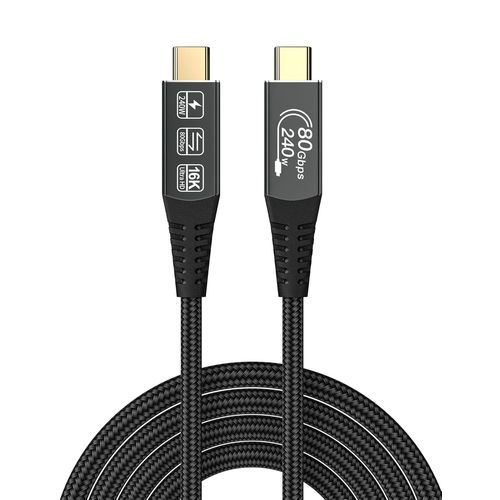 cable thunderbolt 5 2m,80gbps 240W Cble USB C transfert de donnes,Transmission Video 16K/8K@60Hz Cble USB C vers USB C Pour MacBooks,iPad,Hub,Dock,M3,SSD,eGPU,Laptops,Display,Monitor.[W1167]