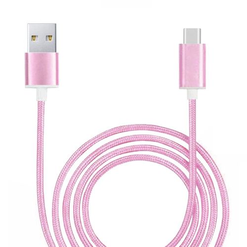 Cble Type C Pour Xiaomi Redmi Note 10 Cble Usb Tress Nylon 1,3 Mtre Cble Charge/Synchro Rapide-Transfert De Donnes Type C - Rose