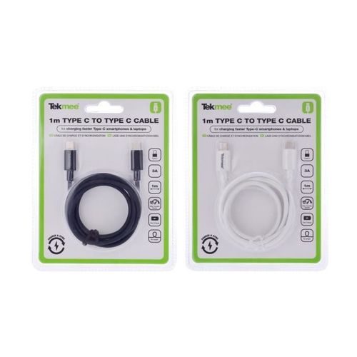 Cble Type-C Vers Type-C Recharge Rapide Tekmee 1m 3a