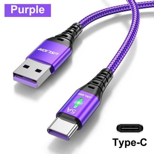 Cble Usb 5a Type C Micro Usb C  Charge Rapide Pour Tlphone Portable Android,Chargeur De Donnes Pour Huawei P40 Xiaomi 12 Pro Poco F3 - Type Purple Type C-1m