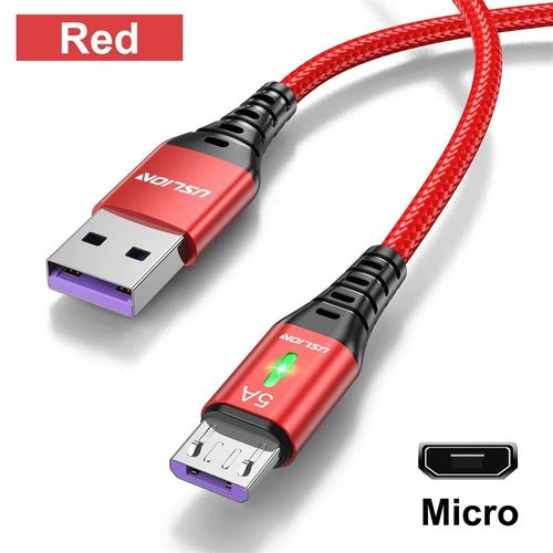 Cble Usb 5a Type C Micro Usb C  Charge Rapide Pour Tlphone Portable Android,Chargeur De Donnes Pour Huawei P40 Xiaomi 12 Pro Poco F3 - Type Red Micro-0.3m