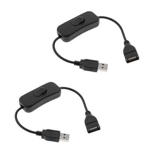 Cble Usb A Mle  Femelle, 2 Pices, Avec Interrupteur On/Off, Commande D'alimentation  Bascule Pour Arduino Raspberry Pi 3/2/B/B +/A