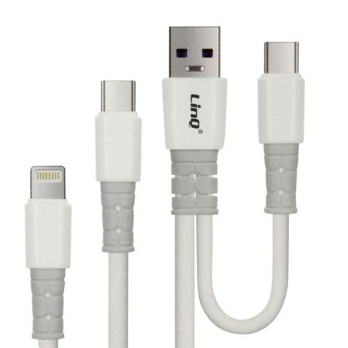 Cble USB-A / USB-C vers USB-C et Lightning Power Delivery 60W 1.2m LinQ