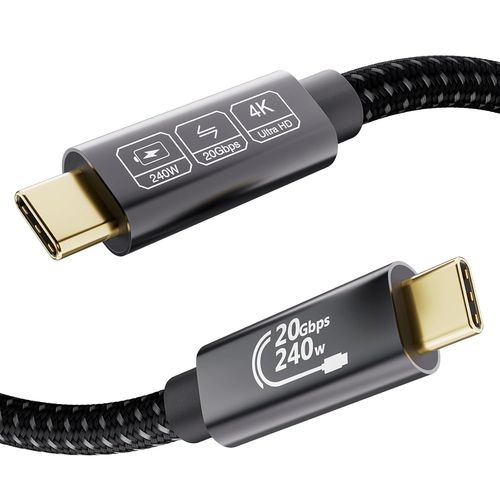 Cble USB C 2m,USB C 3.2 240W PD3.1,Transfert Donnes 20Gbps Cable USB C vers USB C Video 4K@144Hz 5K@60Hz pour Thunderbolt 3/4,iPhone16,iPhone15,Switch,VR, MacBook,Display USB C,SSD