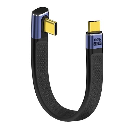 Cble USB C 4.0 Thunderbolt 4 Type C 90 Degrs 40Gbps Cable USB C Charge Rapide Plat 240W 48V 5A Audio Vido 8K 60Hz pour Type C Tlphone,Tablette (Coude  90 Medium,12 cm)
