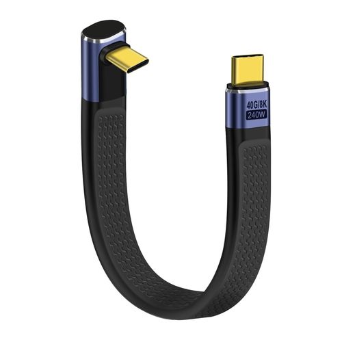 Cble USB C 4.0 Thunderbolt 4 Type C 90 Degrs 40Gbps Cable USB C Charge Rapide Plat 240W 48V 5A Audio Vido 8K 60Hz pour Type C Tlphone, Tablette (Courbure Haut Bas, 12 cm)