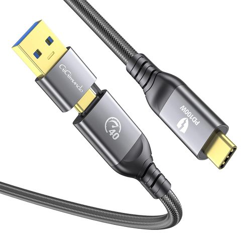 Cble USB C 40 Gbps (1,5 m) pour Thunderbolt 4/Thunderbolt 3,prend en charge la vido 8K 60 Hz 100 W,cble USB A/C 2 en 1 vers type C USB4,pour Mac Studio,Display