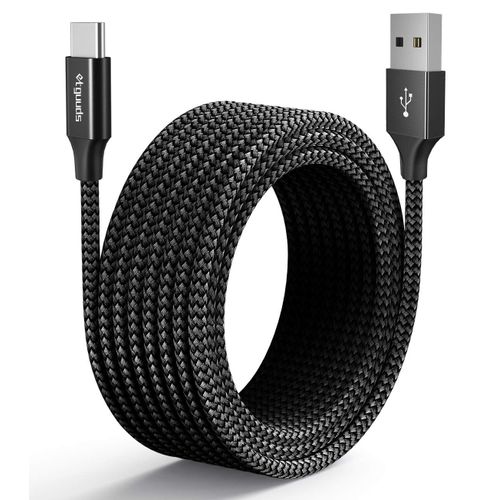 Cble USB C 5M,Long Cable USB A vers Type C Charge Rapide Nylon Chargeur USB-C Cordon pour Samsung Galaxy S20 S21 S22 S10 S9 S8 Plus,LG G6 G7,Xperia XZ,Xiaomi,Switch,Pixel etc - Noir