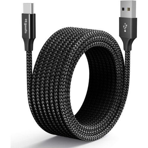 Cble USB C 5M, Long Cable USB A vers Type C Charge Rapide Nylon Chargeur USB-C Cordon pour Samsung Galaxy S20 S21 S22 S10 S9 S8 Plus, LG G6 G7, Xperia XZ, Xiaomi, Switch, Pixel etc - Noir
