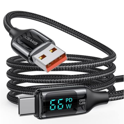 Cble USB C 66W 6A QC 4.0 Cble USB C Charge Rapide avec cran LED, Cble USB A vers USB C, 1.2 m Nylon Cble USB Type C Charge Rapide et Synchronisation pour Samsung, Huawei P40, Mate 20