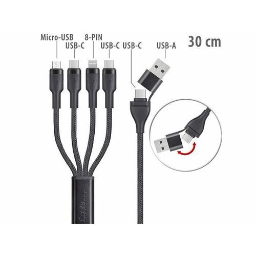 Cble USB-C / A vers USB-C / Micro-USB / Lightning - noir 30 cm