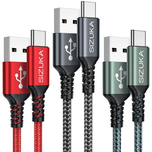 Cble USB C, Cable USB C Charge Rapide [3Pack/3m] 3.1A Chargeur Type C Nylon Cble USB A vers USB C pour Samsung Galaxy S22 S21 S20 S10 A13 A14 A21 A40 A53 A54