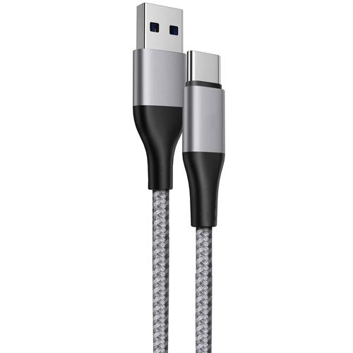 Cble USB-C Charge Rapide 3A pour Samsung Galaxy A33 A34 A32 A54 A53 A52 4G/5G A52s - Nylon Tress 1M Gris