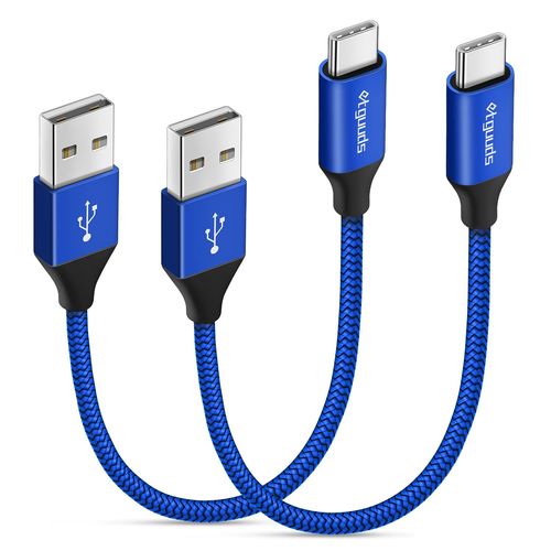 Cble USB C Court [15cm Lot de 2],Bleu Cable USB Type C 4.2A Charge Rapide en Nylon Chargeur USB C Cable pour Galaxy S21 S22 S20 S10 S9 S8 plus,A20 A12 A13 A21 A40 A50 M31