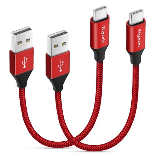 Cble USB C Court [15cm Lot de 2],Rouge Cable USB Type C 4.2A Charge Rapide en Nylon Chargeur USB C Cable pour Galaxy S21 S22 S20 S10 S9 S8 plus,A20 A12 A13 A21 A40 A50 M31