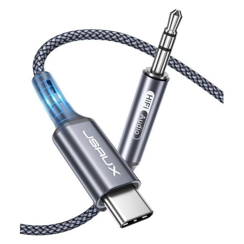 Cble USB C vers 3.5mm Aux 1M, Auxiliaire AudioType C vers Jack 3,5 mm, Stro Adaptateur Audio Voiture pour Huawei P40/P30/P20/Mate 20/30, Samsung Galaxy S22/S21/S20+/Note20, Oneplus 7-grise