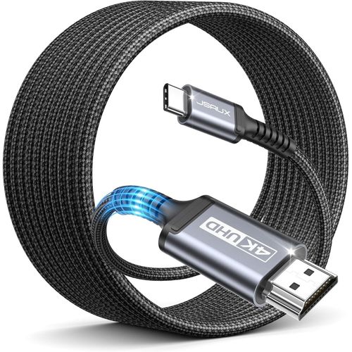 Cble USB C vers HDMI 4K 4M, Cable USB Type C HDMI 4K UHD (Compatible Thunderbolt 3) pour MacBook Pro 2018/2017, iPad Pro 2018/Air 2020, Samsung Galaxy S20/S10, Surface Book 2, Huawei P40 et.[F336]