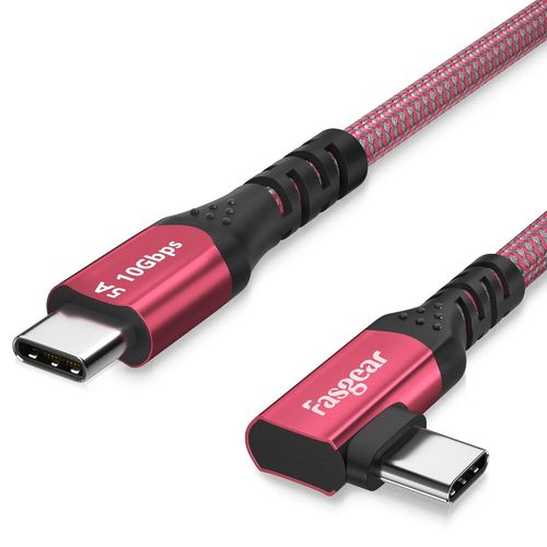 Cble Usb C Vers Type C 3.1 Gen 2 De 2 M, 90 Degrs 5A Pd Avec Puce E-Markger 4K  60 Hz Transfert Vido (10 Gbits/S) Compatible Avec Oculus Quest Link, Casque Vr, Jeux Pc (Rouge)[GBP6276715]