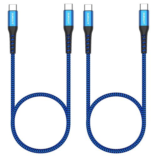 Cble USB C vers USB C,2 x 0,5 m PD 60 W de type C vers type C,Cble de charge rapide pour iPad Pro 2020,MacBook Pro 2020,iPad Air 4,Samsung S20 S10 S9,Xiaomi,Huawei etc-Bleu