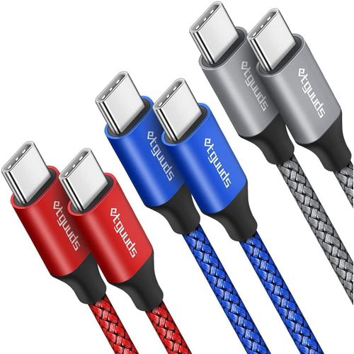 Cble USB C vers USB C [3-Pack 1M], Cable USB Type C 60W Charge Rapide Nylon pour iPhone 15 Pro Max Samsung Galaxy S24 S23 S21 S20 S10 Note 20 A54 A34