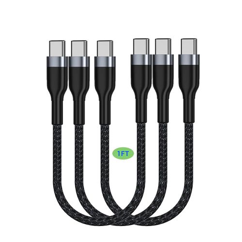 cble USB C vers USB C 30 cm [0,3m Lot de 3] Cble de charge rapide 60W Type C PD Compatible avec Samsung Galaxy S21 / S21 + / S20 + Ultra Note 20, Pixel 4/3 XL, MacBook Air iPad Pro 2020