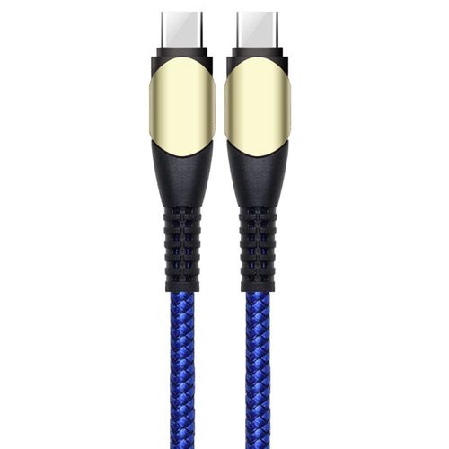Cble USB-C vers USB-C Charge Rapide 60W pour iPhone 16, iPhone 16 Plus, iPhone 16 Pro, iPhone 16 Pro Max - Nylon Tress 1M Bleu