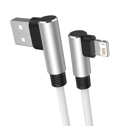 Cble USB de Charge Rapide Rsistant  90 ,pour iPhone 14 13 12 11 Pro X XS Max 5 SE 6S 7 8 Plus,Fil d'Origine,Long,Coude de 3m - Type Argent-3M