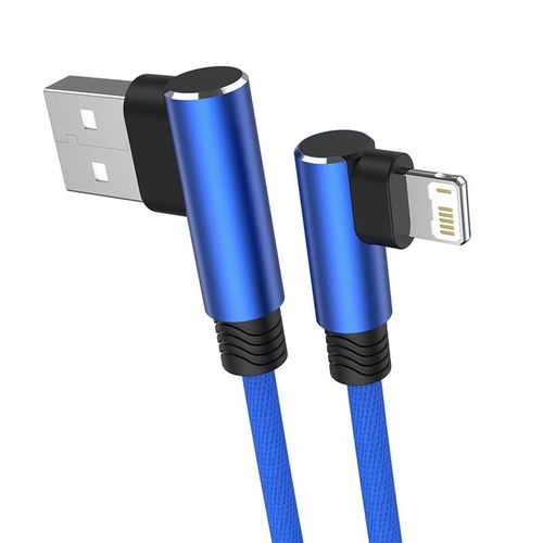 Cble USB de Charge Rapide Rsistant  90 ,pour iPhone 14 13 12 11 Pro X XS Max 5 SE 6S 7 8 Plus,Fil d'Origine,Long,Coude de 3m - Type Bleu-3M