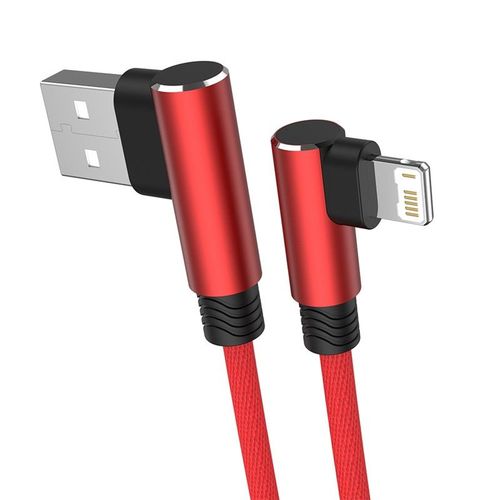 Cble USB de Charge Rapide Rsistant  90 ,pour iPhone 14 13 12 11 Pro X XS Max 5 SE 6S 7 8 Plus,Fil d'Origine,Long,Coude de 3m - Type Rouge-1m