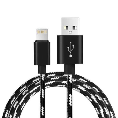 Cble USB Long de 3m pour recharge rapide et transfert de donnes,cordon de chargeur pour iPhone 11/12/13/14/Pro/Max/X/XR/5/SE/6/7/8/Plus et Apple iPad - Type Black-1m