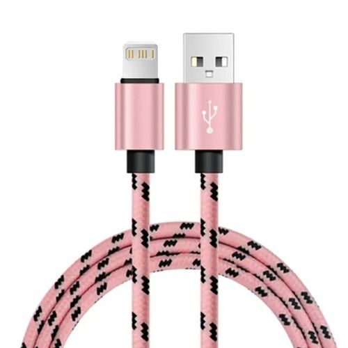Cble USB Long de 3m pour recharge rapide et transfert de donnes,cordon de chargeur pour iPhone 11/12/13/14/Pro/Max/X/XR/5/SE/6/7/8/Plus et Apple iPad - Type Rose-1m