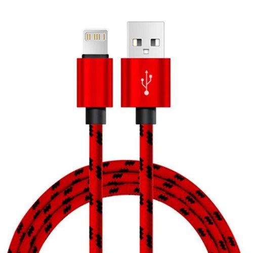 Cble USB Long de 3m pour recharge rapide et transfert de donnes,cordon de chargeur pour iPhone 11/12/13/14/Pro/Max/X/XR/5/SE/6/7/8/Plus et Apple iPad - Type Rouge-0.25m