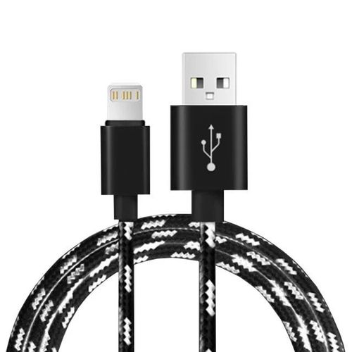 Cble USB Long de 3m pour recharge rapide et transfert de donnes,cordon de chargeur pour iPhone 14 13 12 11 Pro Max X XR 5 SE 6 7 8 Plus et Apple iPad - Type Black-1m
