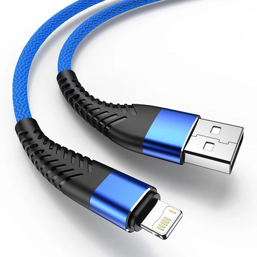 Cble Usb Pour Iphone 14 13 12 11 Pro Max X Xr 5 6 7 8 Plus Se Apple Ipad 3a Cordon De Chargement Rapide Chargeur De Tlphone Portable Fil De Donnes 3m - Type Bleu-2m