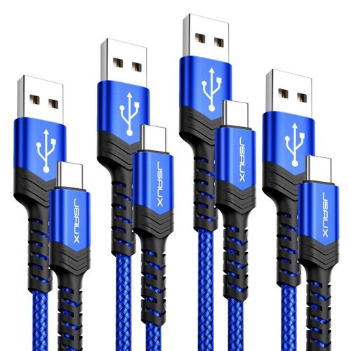 Cble Usb Type C [Lot De 4 1m 1m 2m 3m] Cble De Chargeur Usb C 3.1a Charge Rapide Compatible Avec Iphone 16 15 Pro Max Samsung Galaxy S24 S22 S20 A53 Google Pixel 5 6 Xl Xbox Xperia Xz Bleu.[V246]