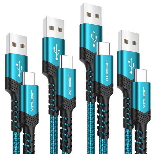 Cble Usb Type C [Lot De 4 1m 1m 2m 3m] Cble De Chargeur Usb C 3.1a Charge Rapide Compatible Avec Iphone 16 15 Pro Max Samsung Galaxy S24 S22 S20 A53 Google Pixel 5 6 Xl Xbox Xperia Xz Vert.[V244]