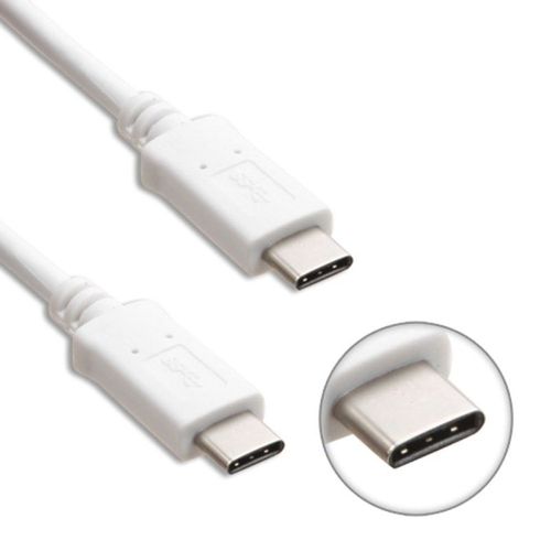 Cble USB Type-C Mle vers Type-C Mle Blanc 0,9m Pour Samsung Galaxy Note 7, Macbook Retina (2015), Huawei Google Nexus 6P, LG Google Nexus 5X, Microsoft Lumia 950  950 XL, Nokia N1, OnePlus 2